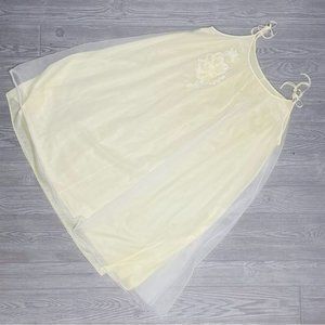 Vintage 50s vanity fair sheer nylon yellow nightgown linguine medium mrs maisel